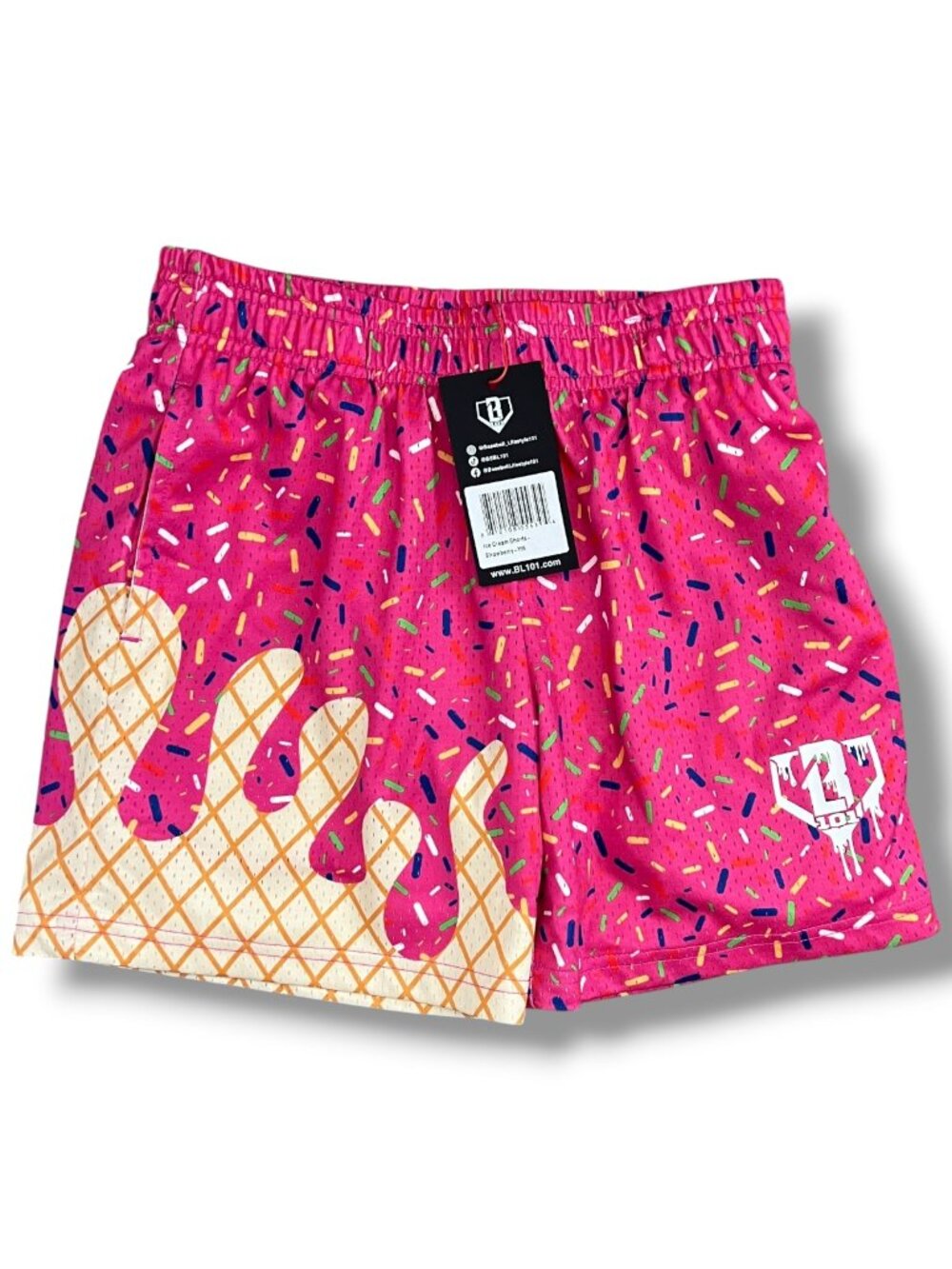 NWT Baseball Lifestyle 101 Youth Strawberry Ice Cream Shorts Size YM Medium - Picture 2 of 6